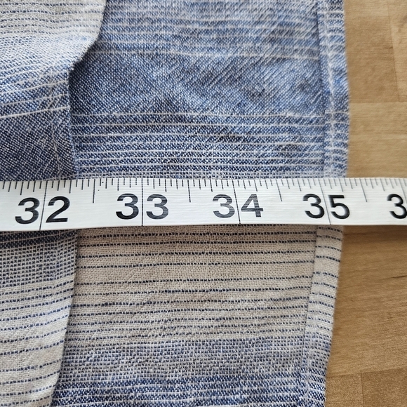 Bella Dahl Size Small Linen Blend A-Line Serene Sea Stripe Shirtdress Blue White - Picture 8 of 9